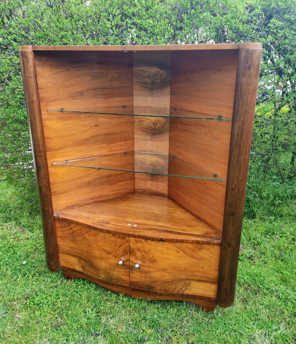 Art  Déco  Corner  In  Burl  Walnut-photo-2