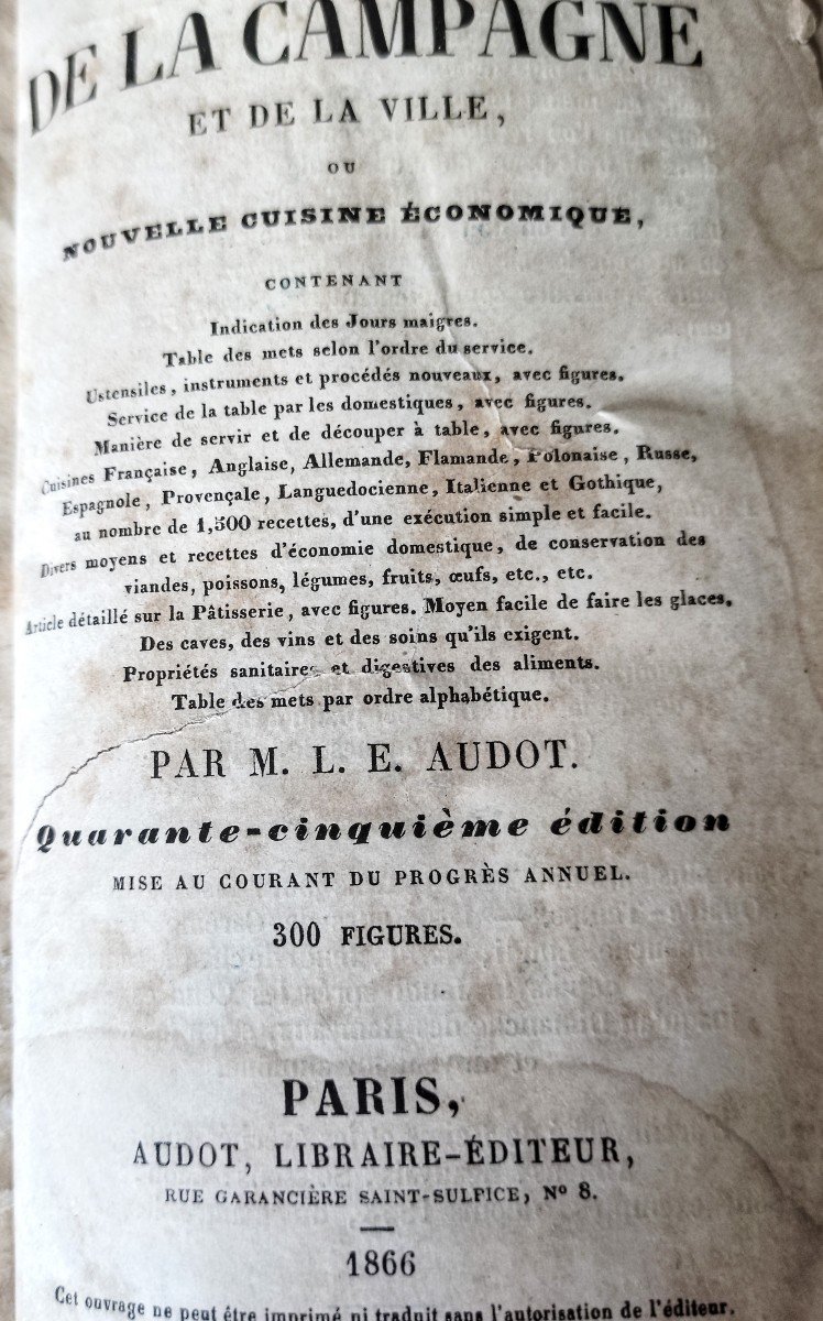 Livre  La  Cuisinière  De  La  Campagne Par  L. E.   Audot  1866-photo-1