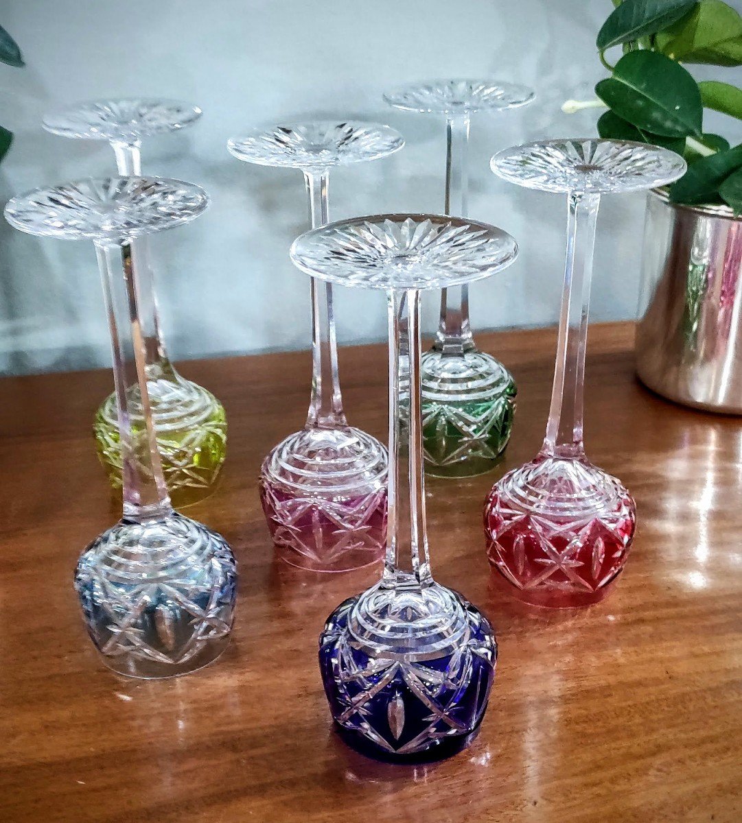 Cristallerie   Saint  Louis  Ensemble  De  6  Verres  à  Vin  Blanc  Couleur  " Roemer "-photo-1