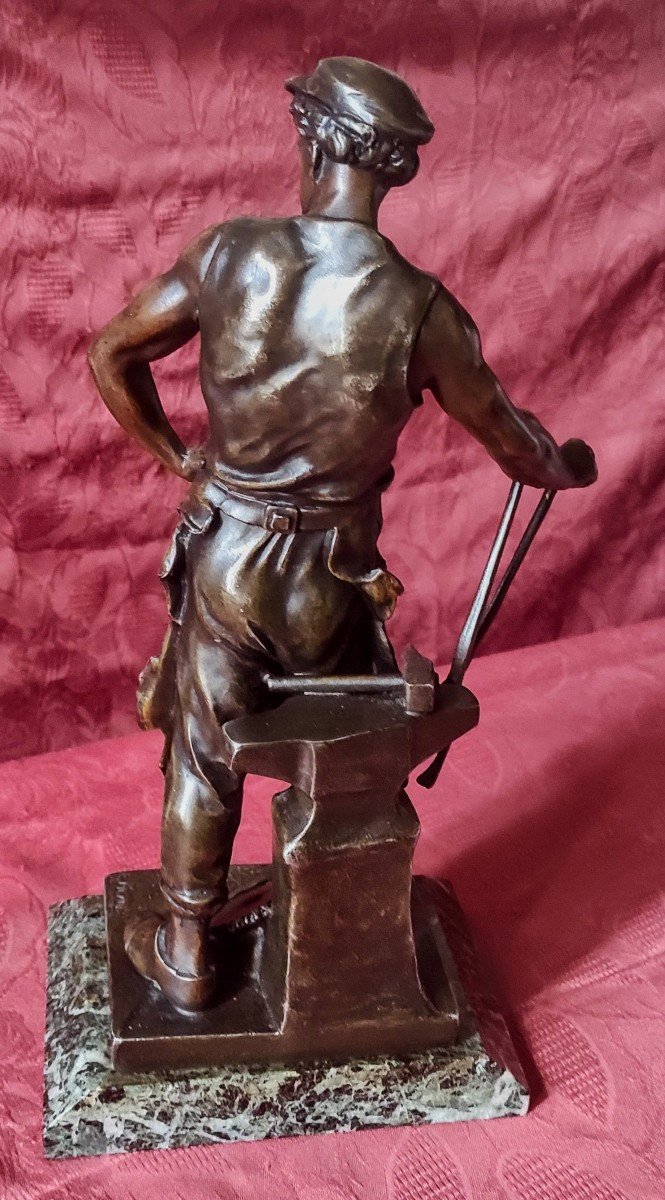 " Le  Travail "  Sculpture  En  Régule  De  L. E. Picault  Fin  XIX ème -photo-4