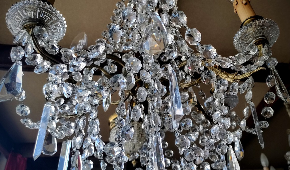 Bronze And Crystal Chandelier With 6 Lights -photo-7