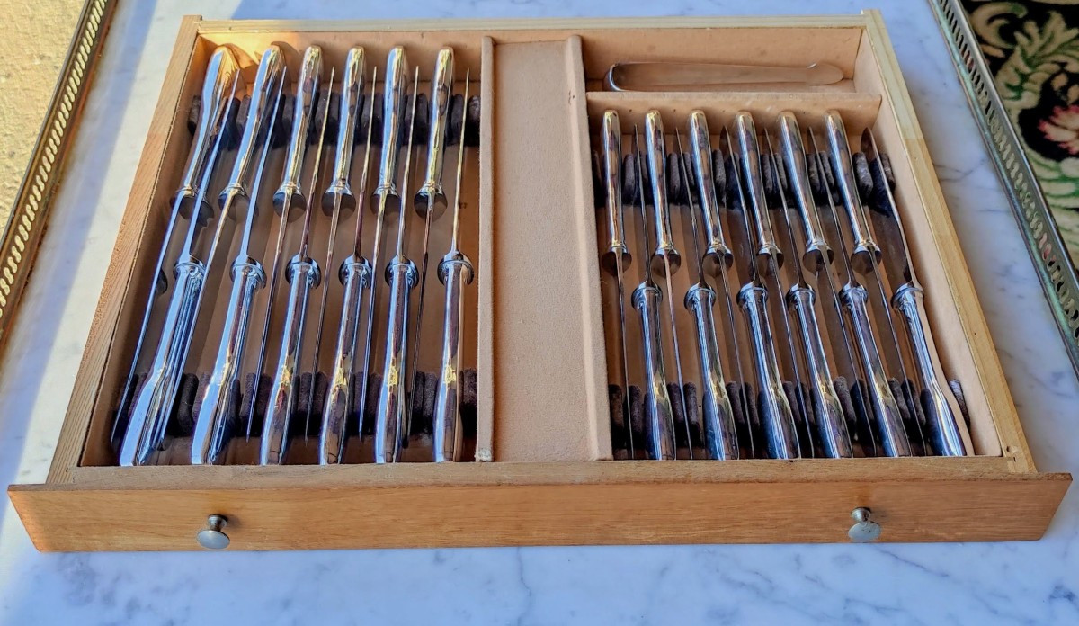 Ménagère  63  Pièces  Frionnet  François  En  Coffret  Bois -photo-2