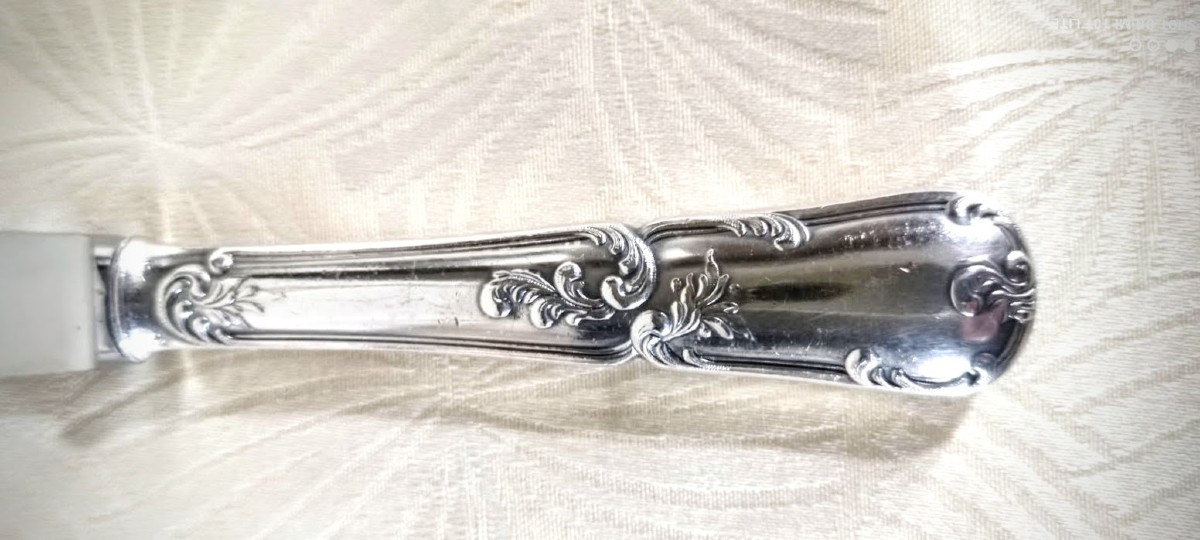 Set Of 12 Louis XV Style Silver Plated Cheese Knives -photo-4