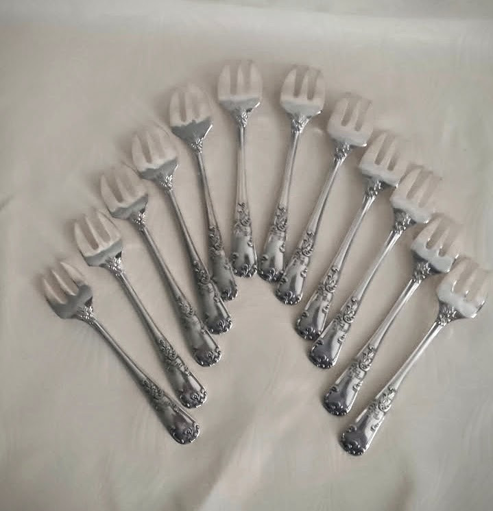12 Louis XV Style Oyster Forks Silver Plated Metal "cailard Bayard"-photo-1