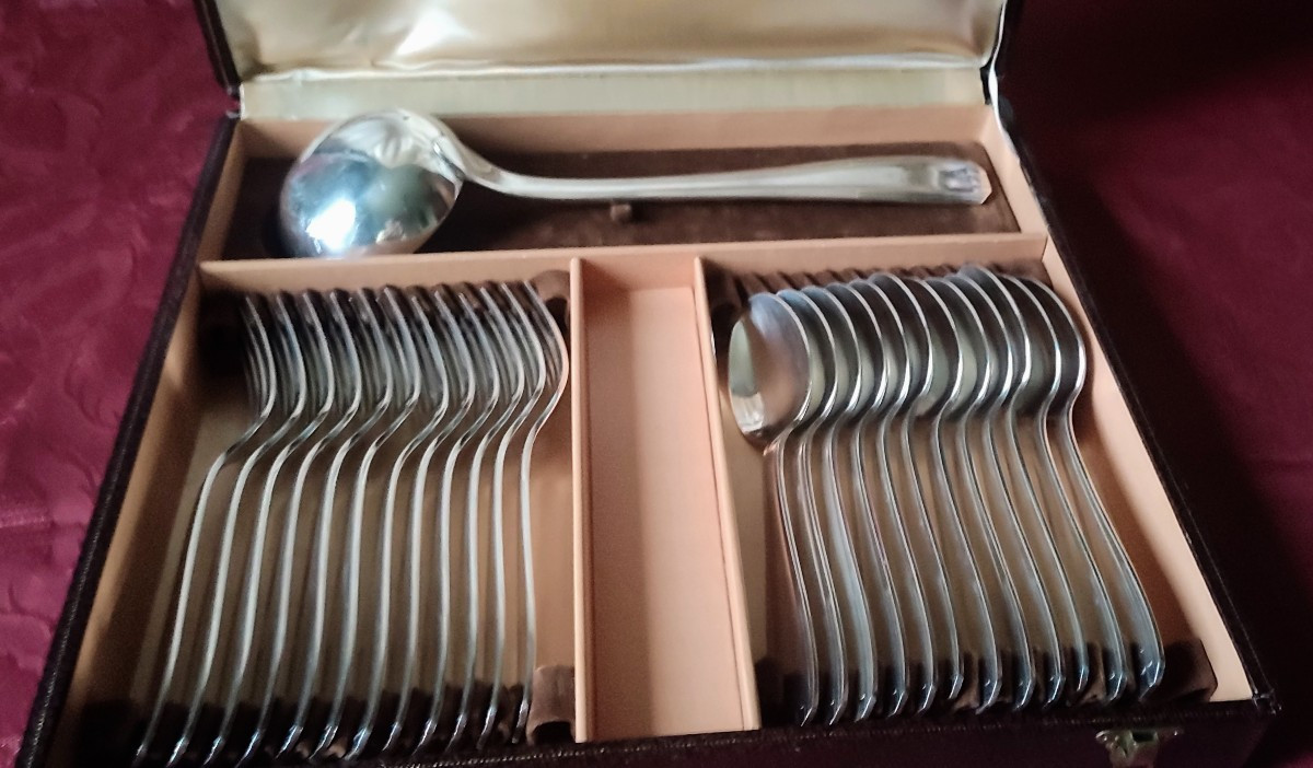 Art Deco Silver Metal 65 Piece Cutlery Set -photo-4
