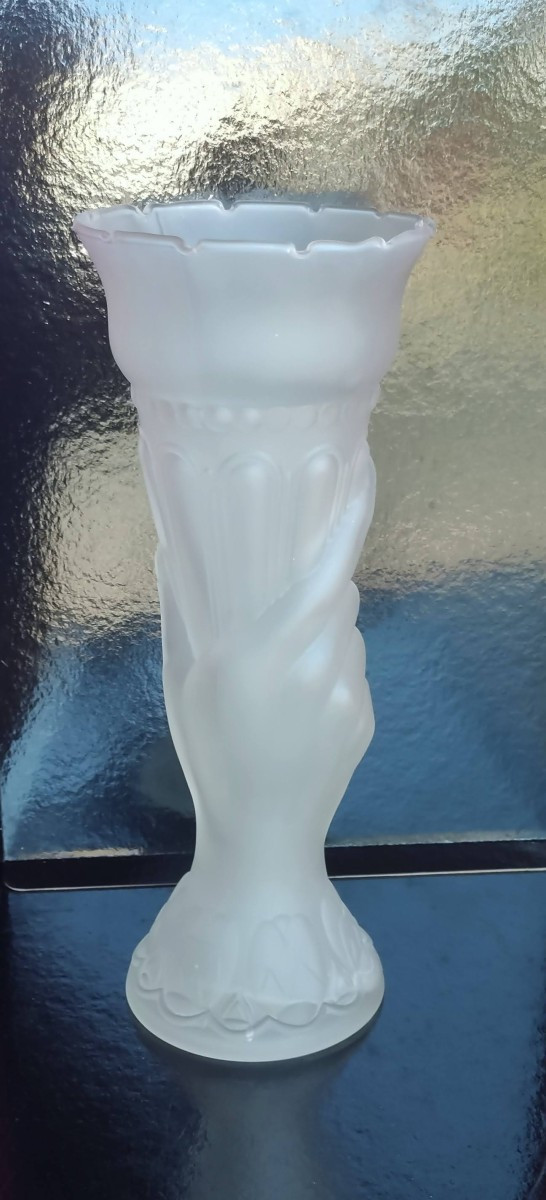 Pressed Molded Glass Vase,, Early 20th Century -photo-2