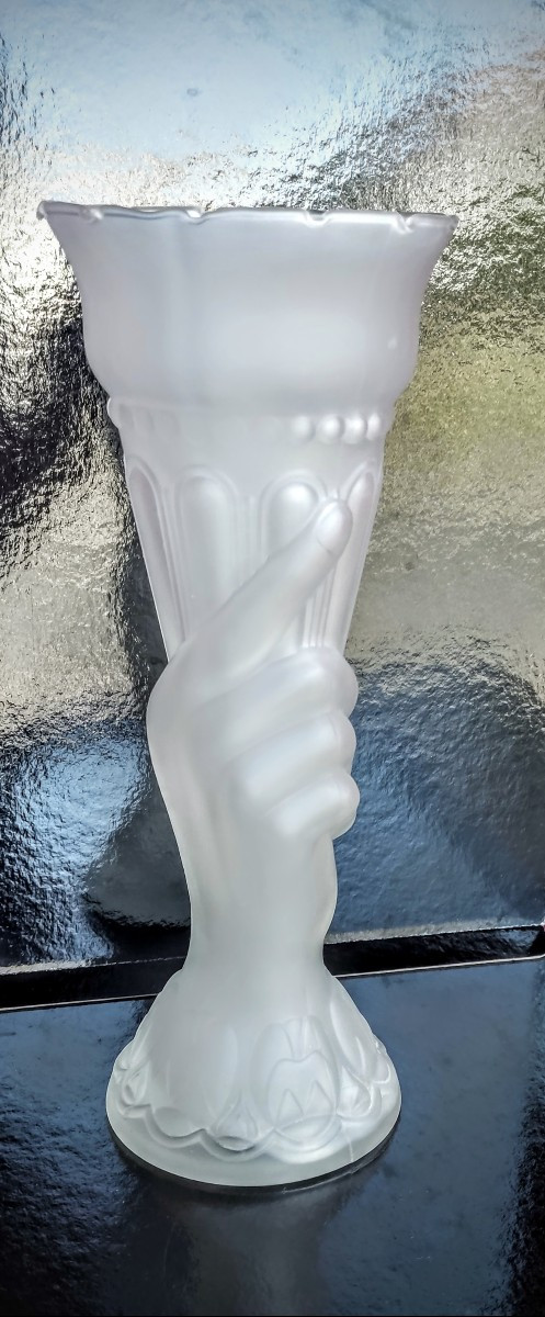 Pressed Molded Glass Vase,, Early 20th Century 