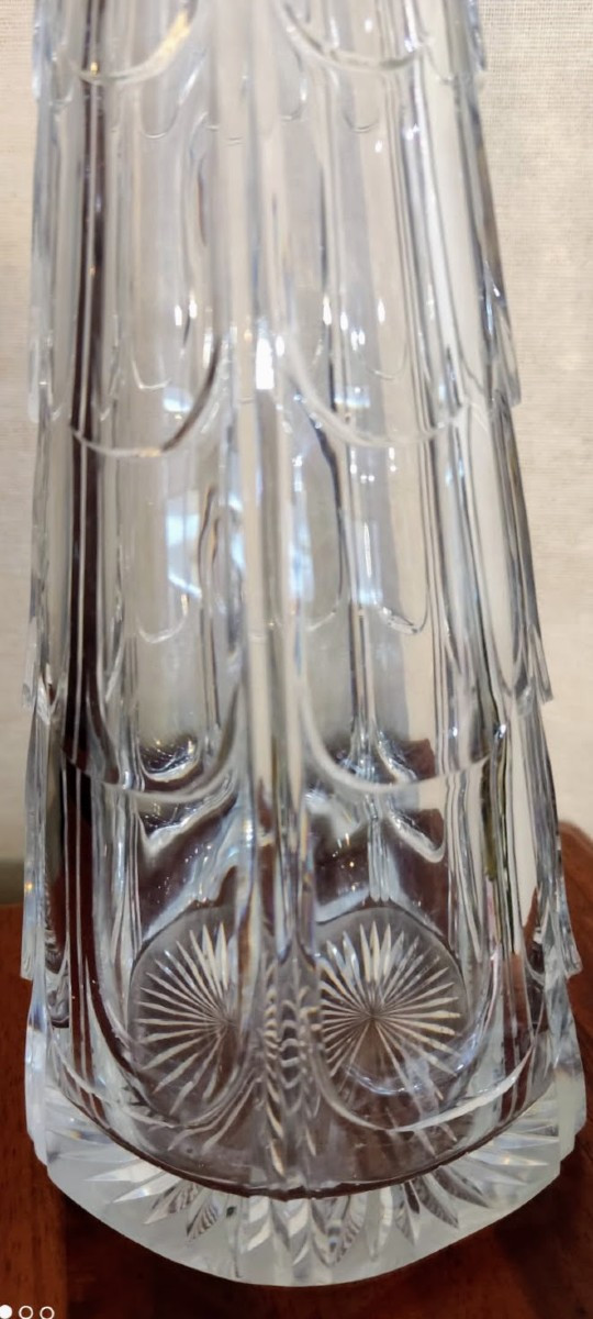 Cut Crystal Decanter And Silver Neck -photo-3