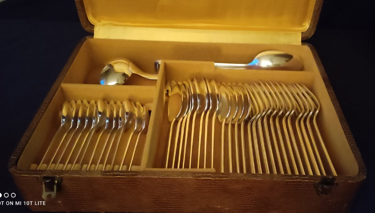 Apollo 74-piece Silver-plated Flatware Set, Art Deco Style-photo-4