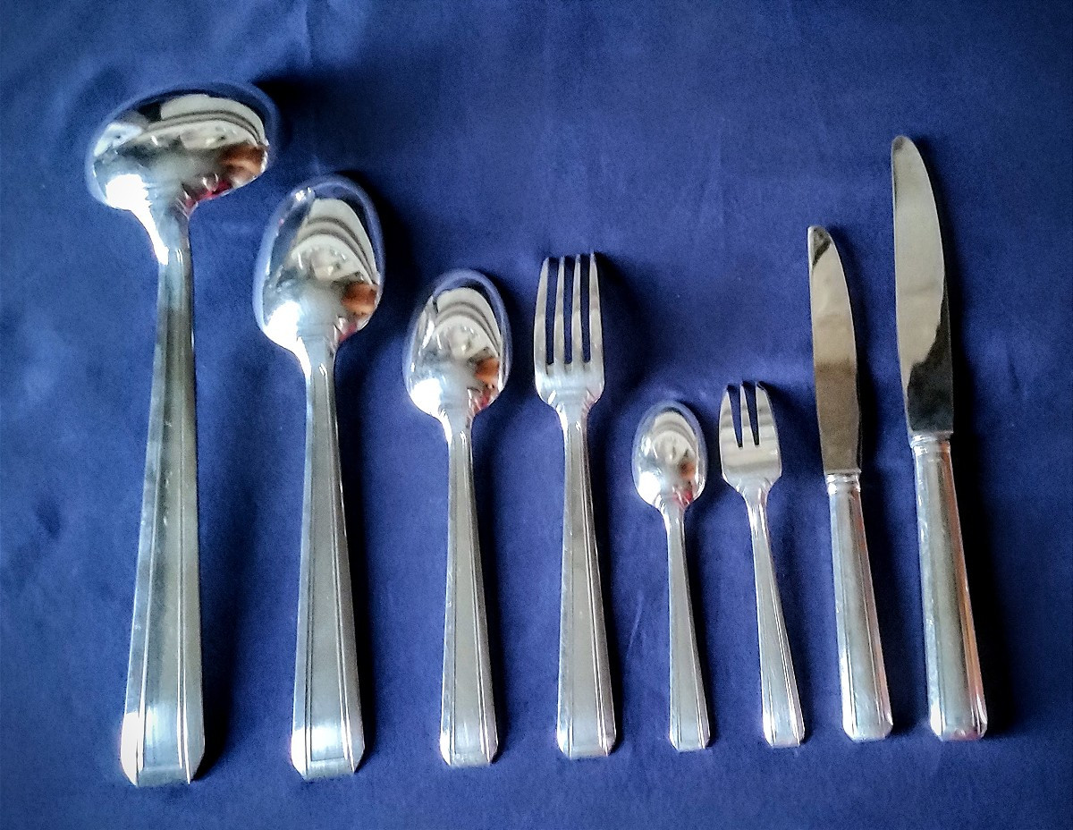 Apollo 74-piece Silver-plated Flatware Set, Art Deco Style