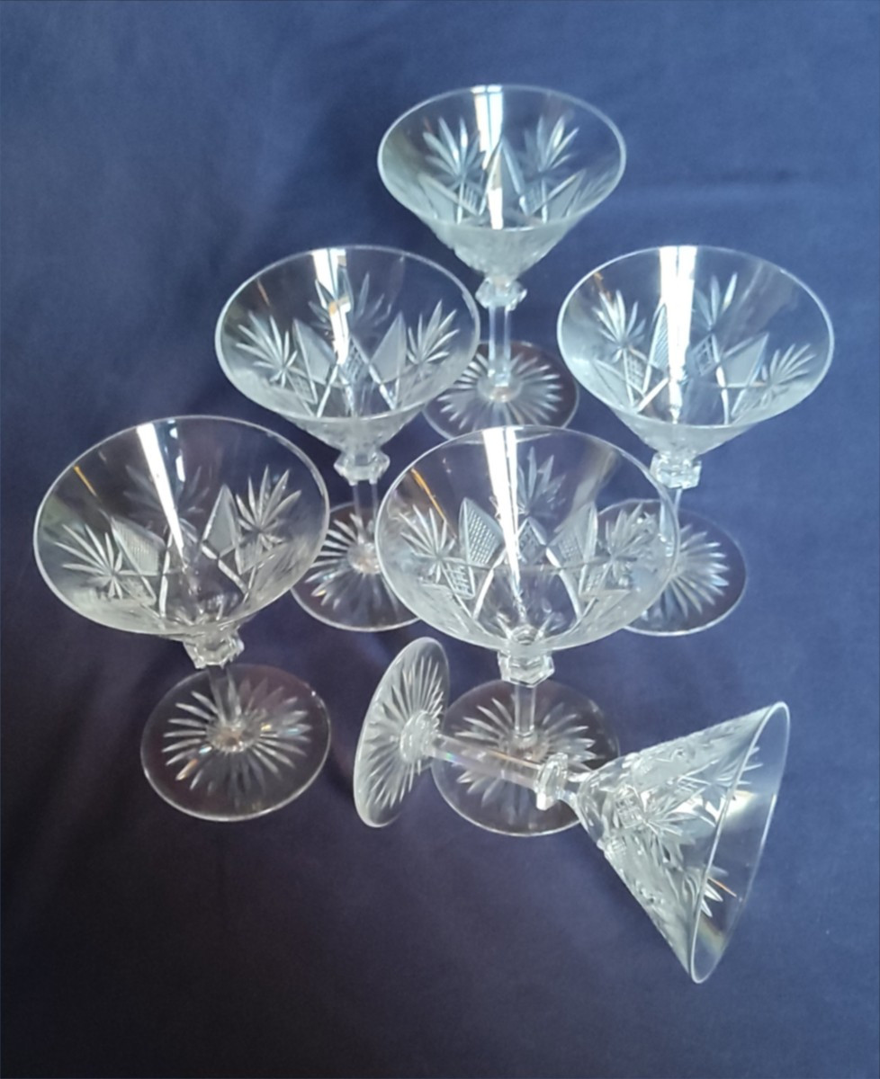 Coupes  à  Champagne  Cristal  Val  Saint  Lambert  Modèle  Eurydice -photo-2