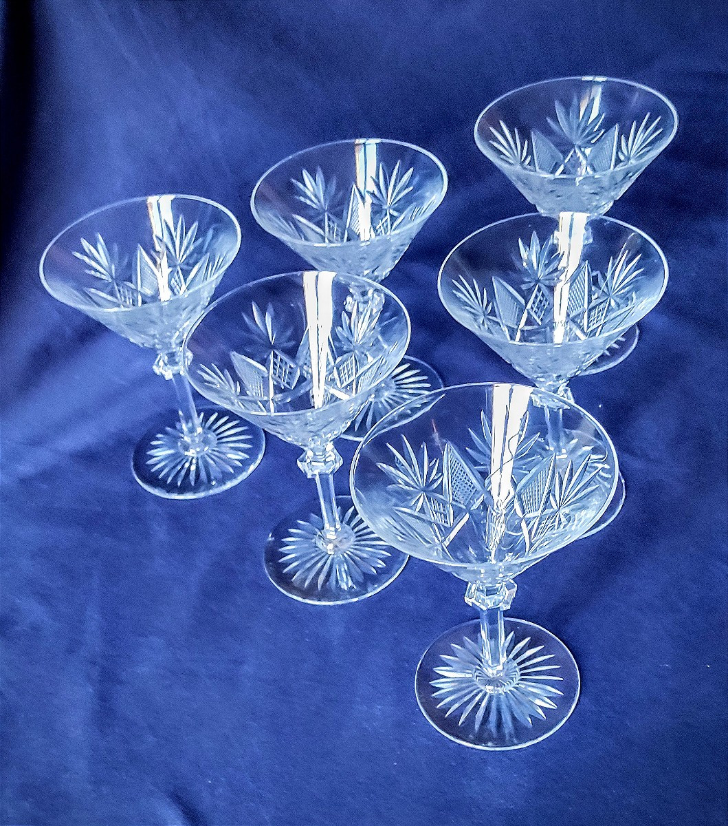 Coupes  à  Champagne  Cristal  Val  Saint  Lambert  Modèle  Eurydice 