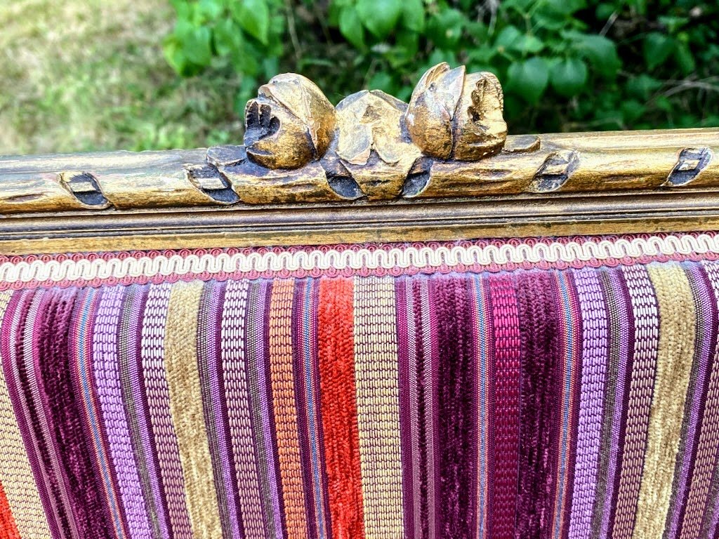 Pair Of Louis XVI Style Chairs Gilded Wood Late 19th Century-photo-4