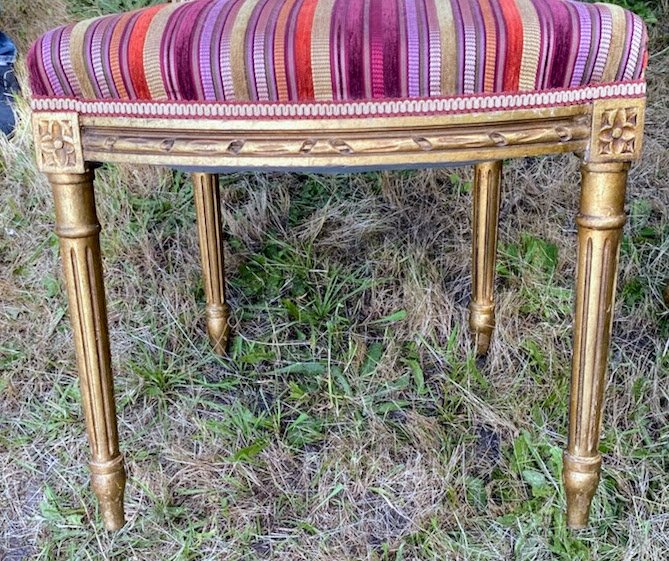 Pair Of Louis XVI Style Chairs Gilded Wood Late 19th Century-photo-1