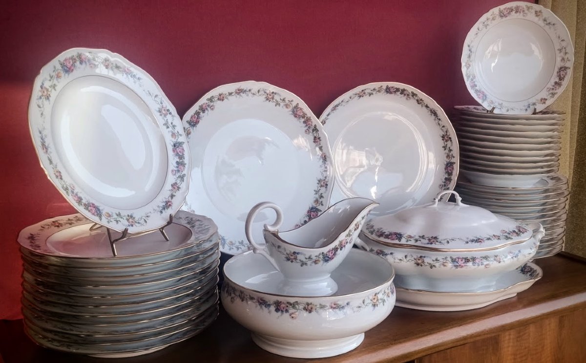 Limoges  Chastagner  Service  Vaisselle  Floral  42  Pièces-photo-4