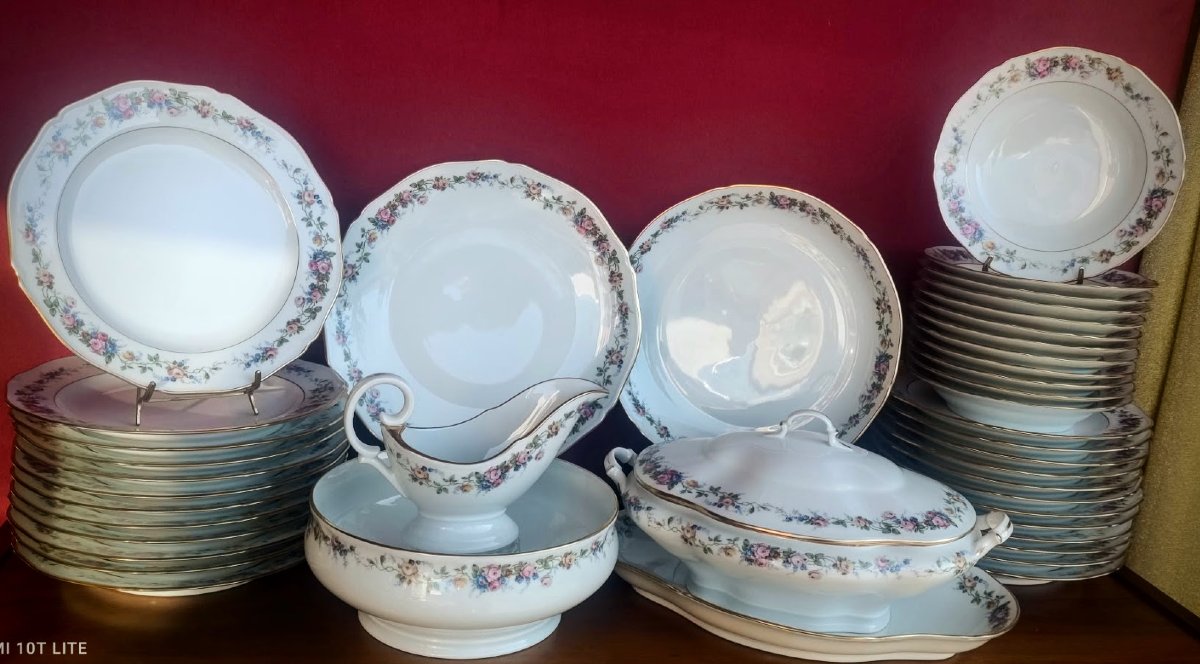 Limoges  Chastagner  Service  Vaisselle  Floral  42  Pièces