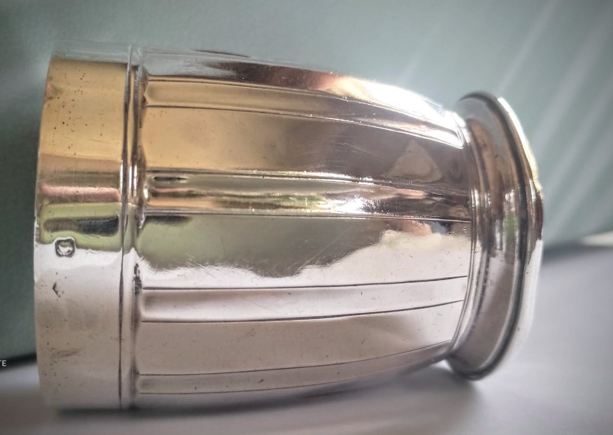 Solid Silver Timbale, Art Deco Period-photo-3