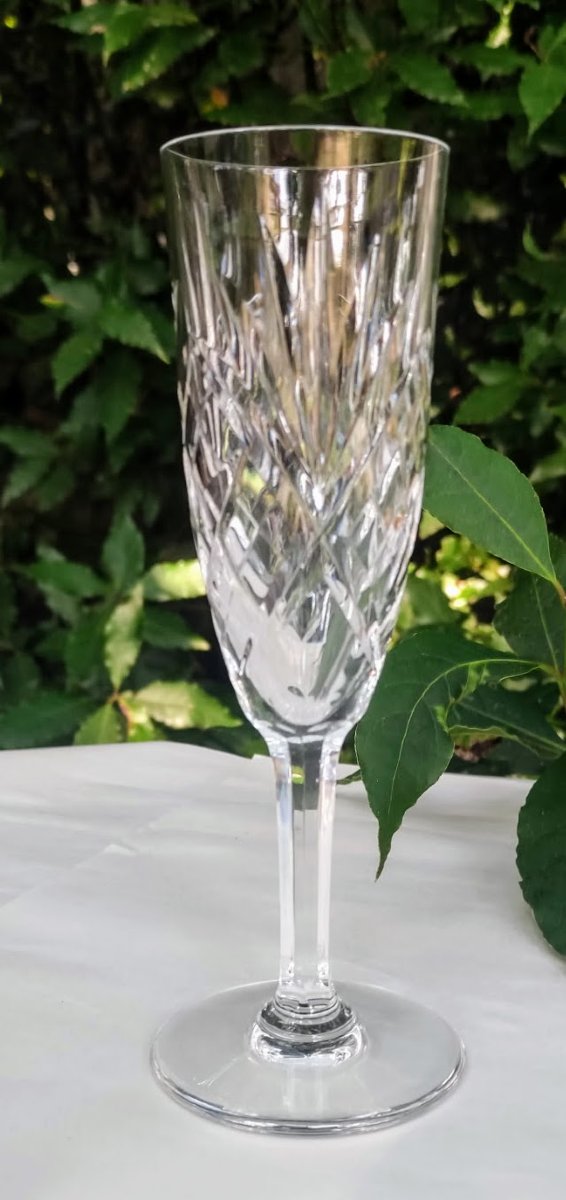 Saint Louis Crystal Champagne Flutes, Chantilly Model -photo-2