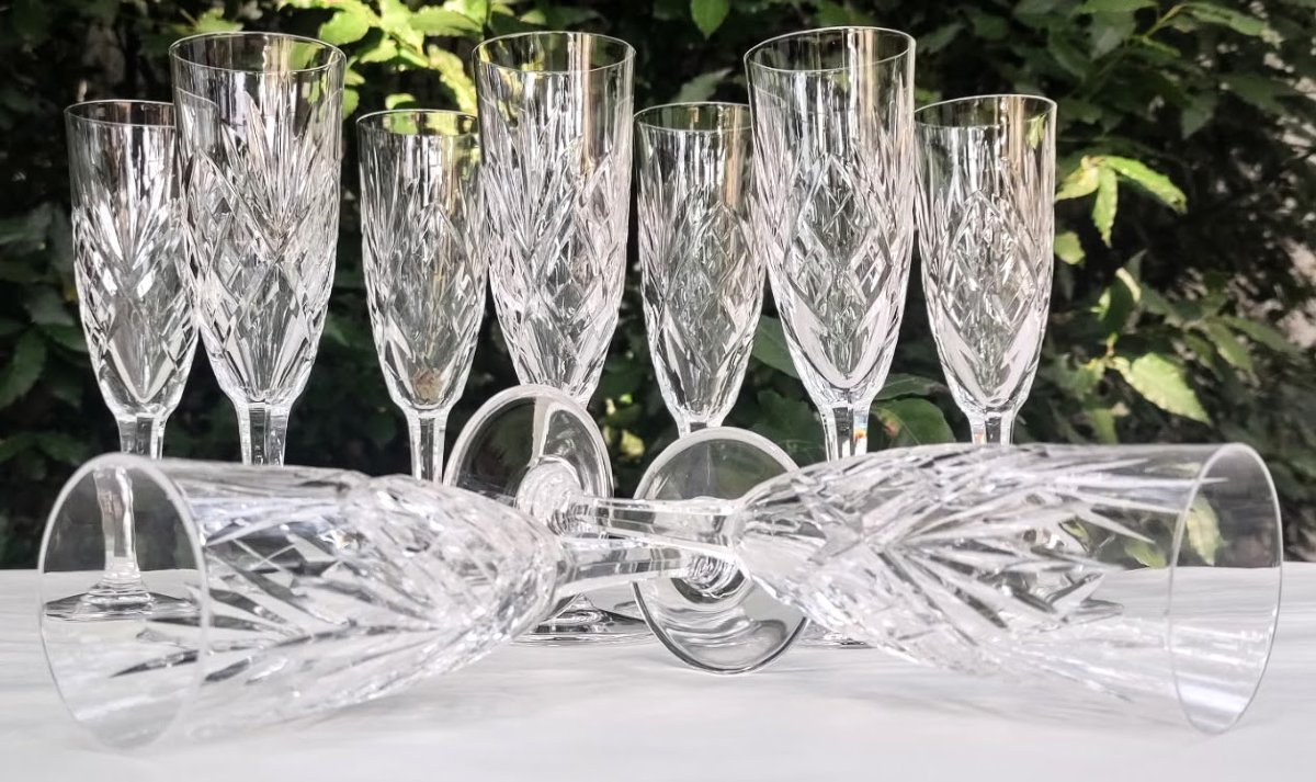 Saint Louis Crystal Champagne Flutes, Chantilly Model -photo-4