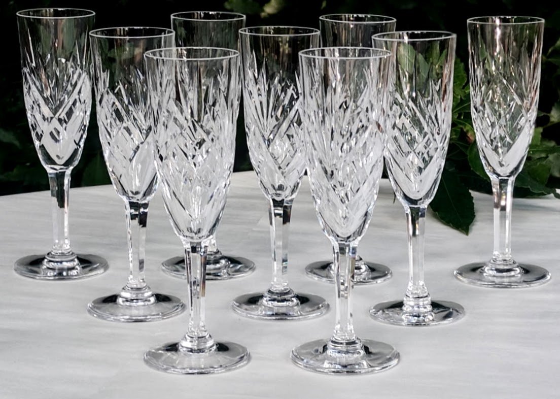 Saint Louis Crystal Champagne Flutes, Chantilly Model 