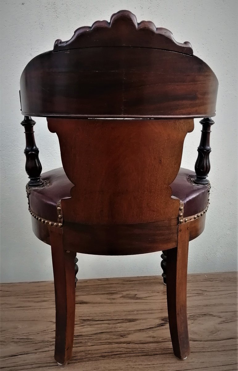 Fauteuil De Bureau d'époque  Napoléon III En Acajou De Cuba -photo-2