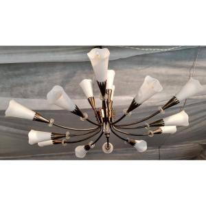 Vintage  Tulip  Chandelier   With  15  Arms Of  Light