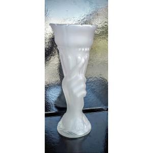 Vase   Verre  Moulé  Pressé   Dépoli  Ecole  Legras   Début  XXème 