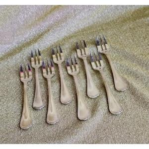 Fourchettes  à  Gâteaux  Métal  Argenté  Christofle  Modèle  Spatours 