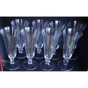 Coupes  à  Champagne  Cristal  Daum  Modèle  Orval