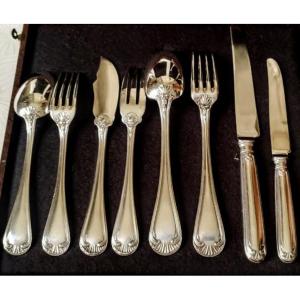 Boulenger  Ménagère  Modèle  Rocaille  96  Pièces  Métal  Argenté 