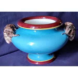 Cache  Pot  XIXème  Faïence  Jules  Vieillard  Bordeaux