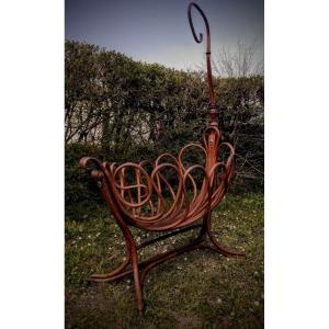 Curved  Wood  Cradle  1900  Art  Nouveau