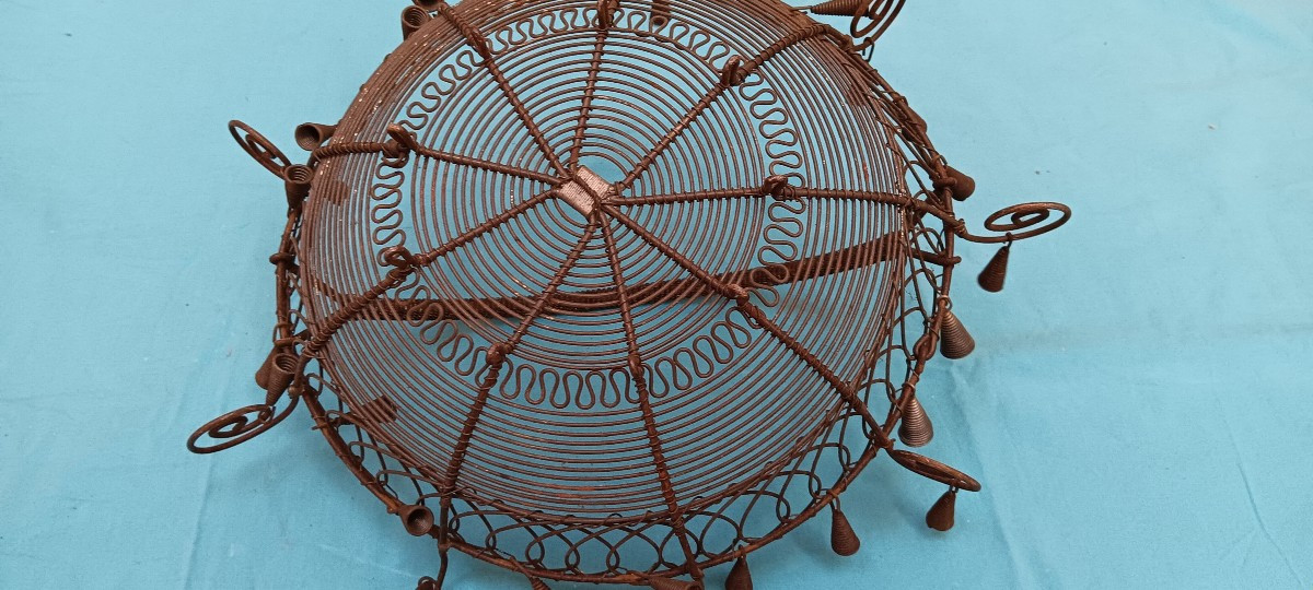 Panier En Fils De Fers Tressés Fin XIX - Début XX Siècle-photo-1