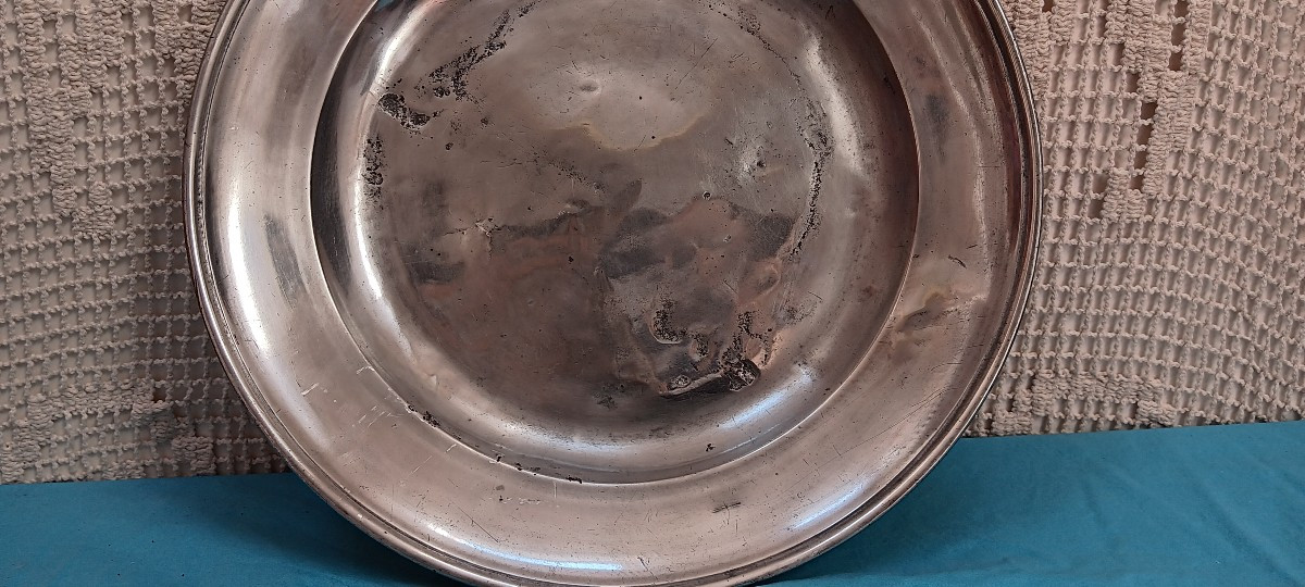 Large Pewter Dish, Late 18th - Early 19th Century-photo-4