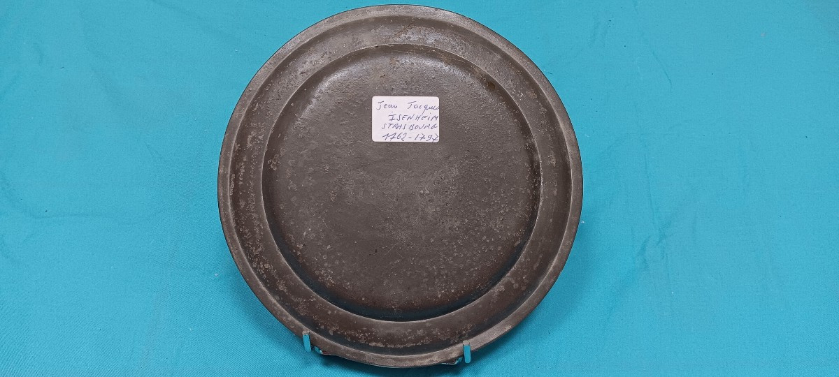 Pewter Plate By Jj. Isenheim (strasbourg) - Late 18th Century.-photo-2