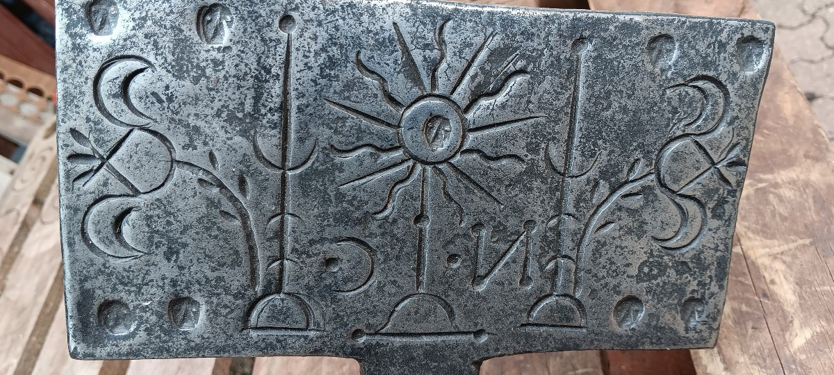 18th Or 19th Century Wrought Iron Wedding Waffle Mold-photo-2
