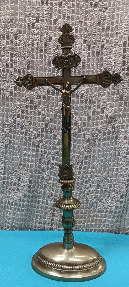 Bronze Church/altar Crucifix - 18th Century