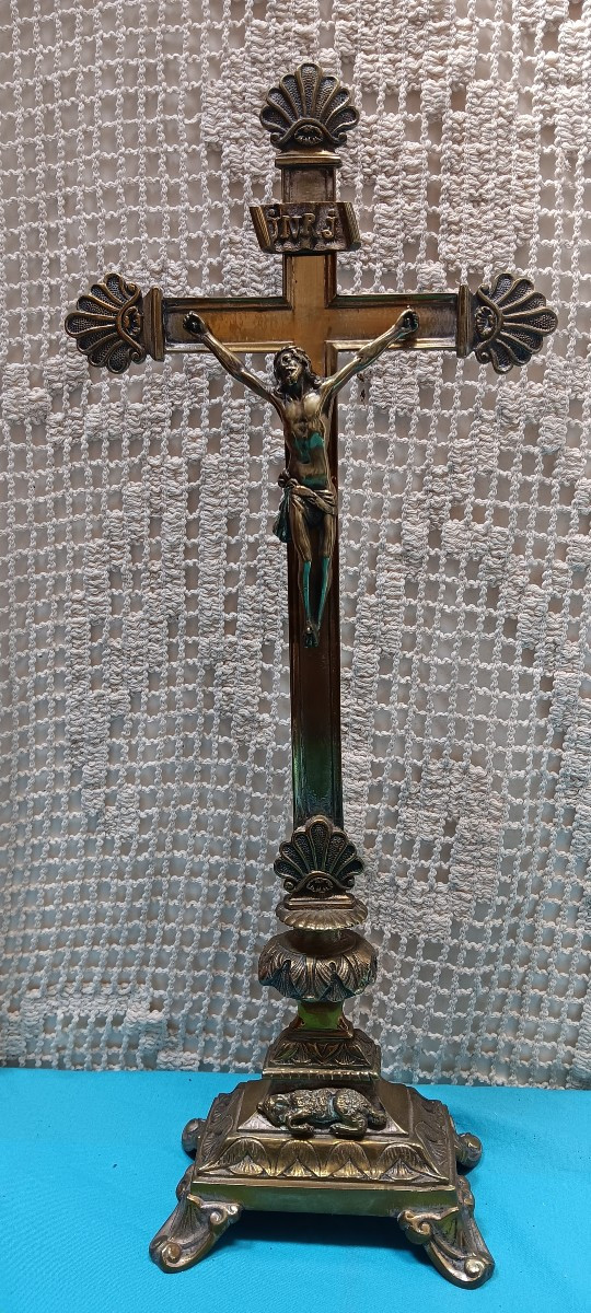 Bronze Church/altar Crucifix - 18th Century