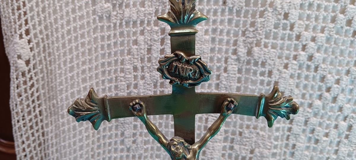 Crucifix d'église / d'autel en bronze - XVIII siècle-photo-4
