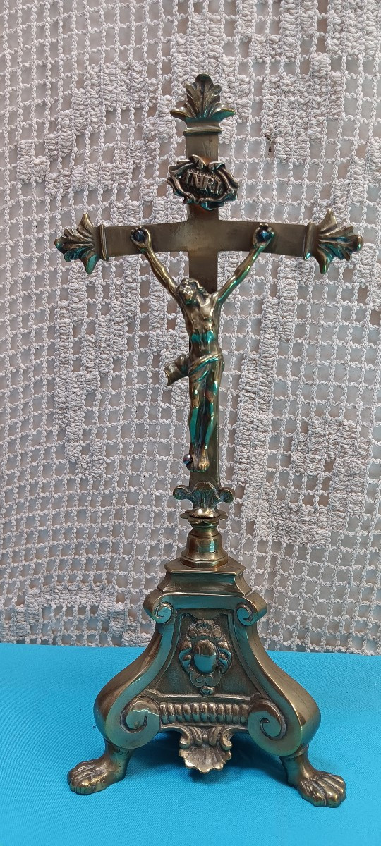 Crucifix d'église / d'autel en bronze - XVIII siècle