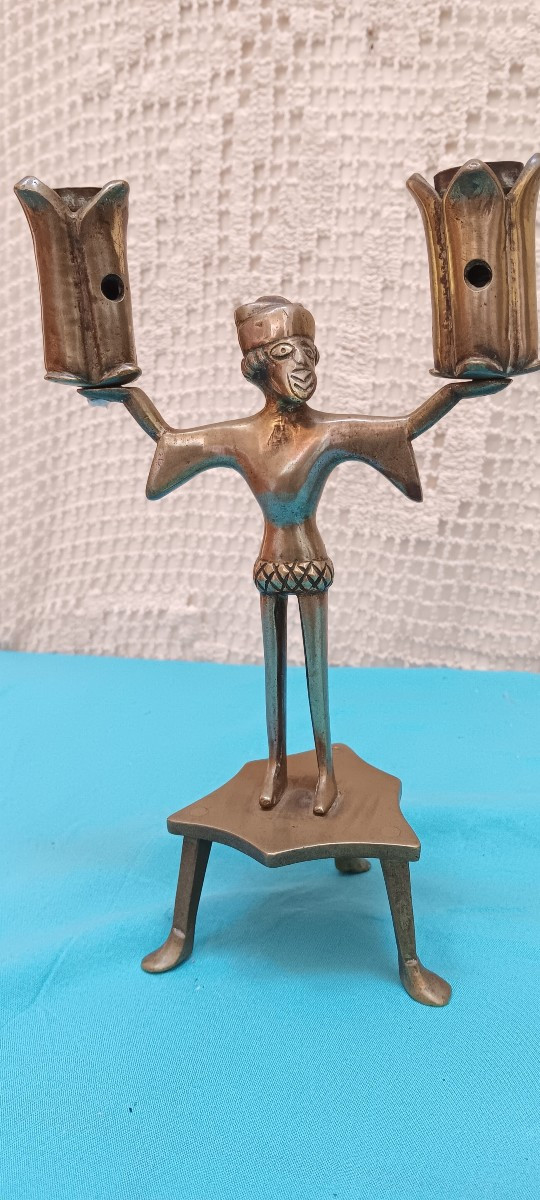 Neo-gothic Bronze Candlesticks - 19th Century-photo-2