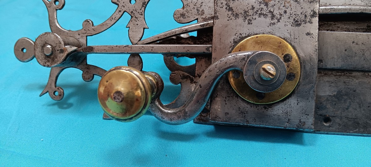 Serrure de porte intérieure fer forgé  - XVIII ou XIX siècle-photo-1