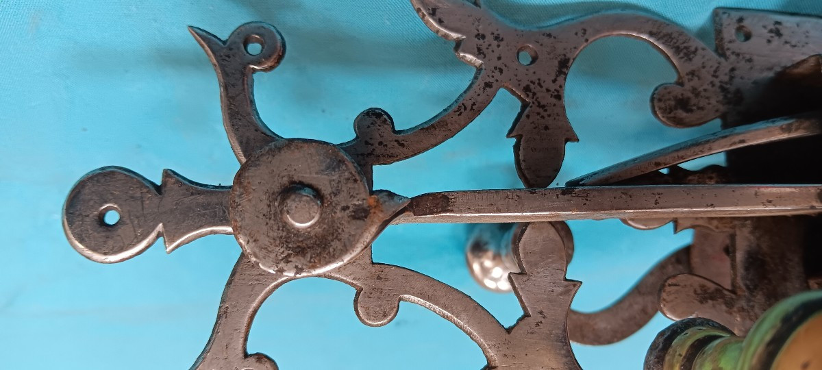 Serrure de porte intérieure fer forgé  - XVIII ou XIX siècle-photo-3