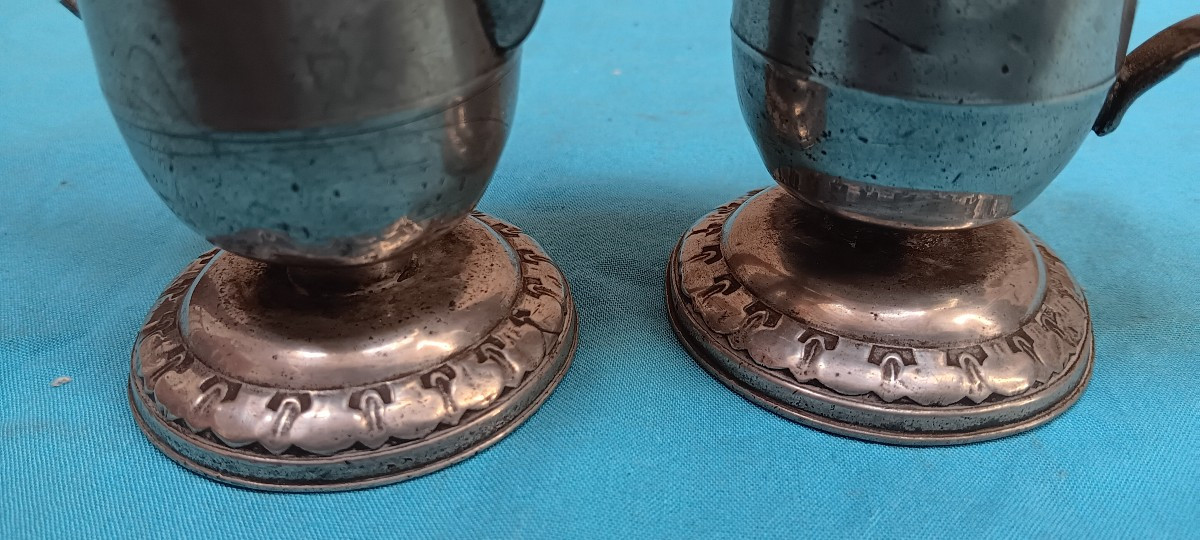Liturgical Pewter Cruets - 18th Or 19th Century-photo-4