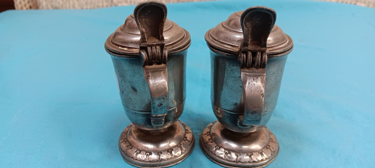 Liturgical Pewter Cruets - 18th Or 19th Century-photo-3