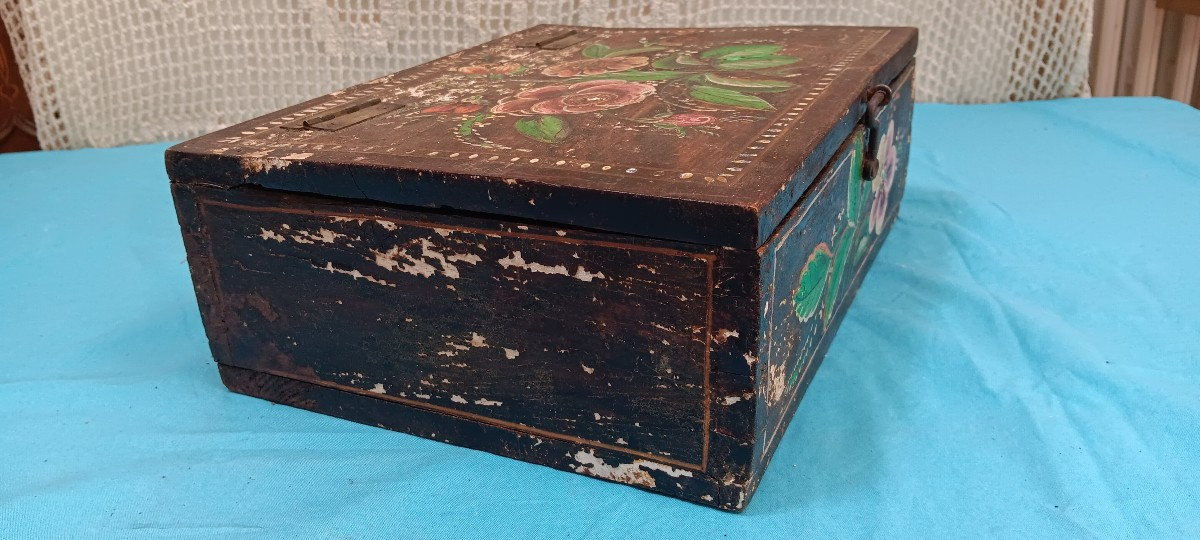 Coffret polychrome alsacien XIX siècle-photo-4