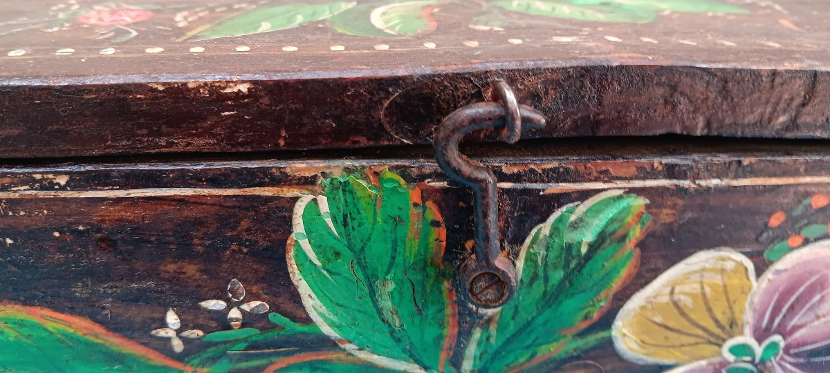 Coffret polychrome alsacien XIX siècle-photo-3