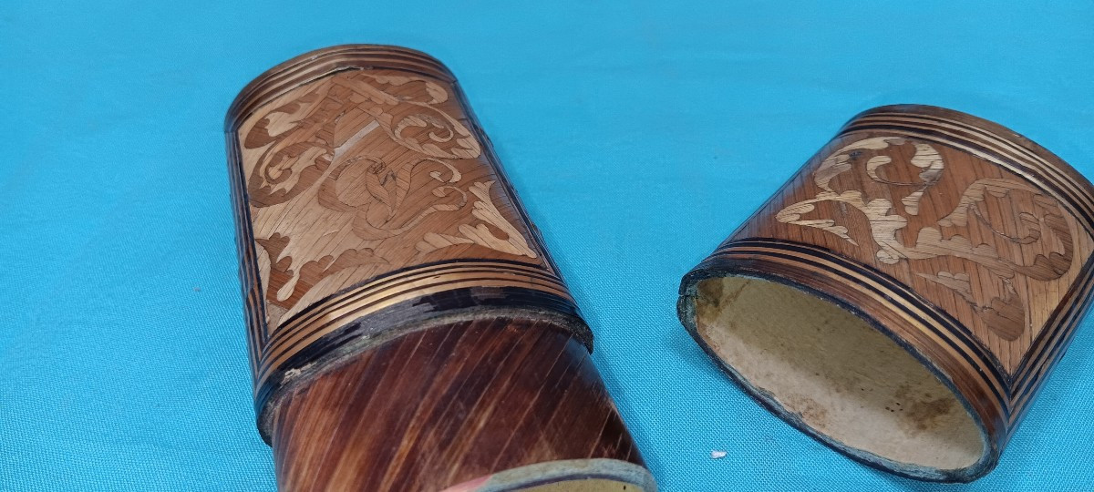 Etui marquetterie de paille XIX siècle-photo-3