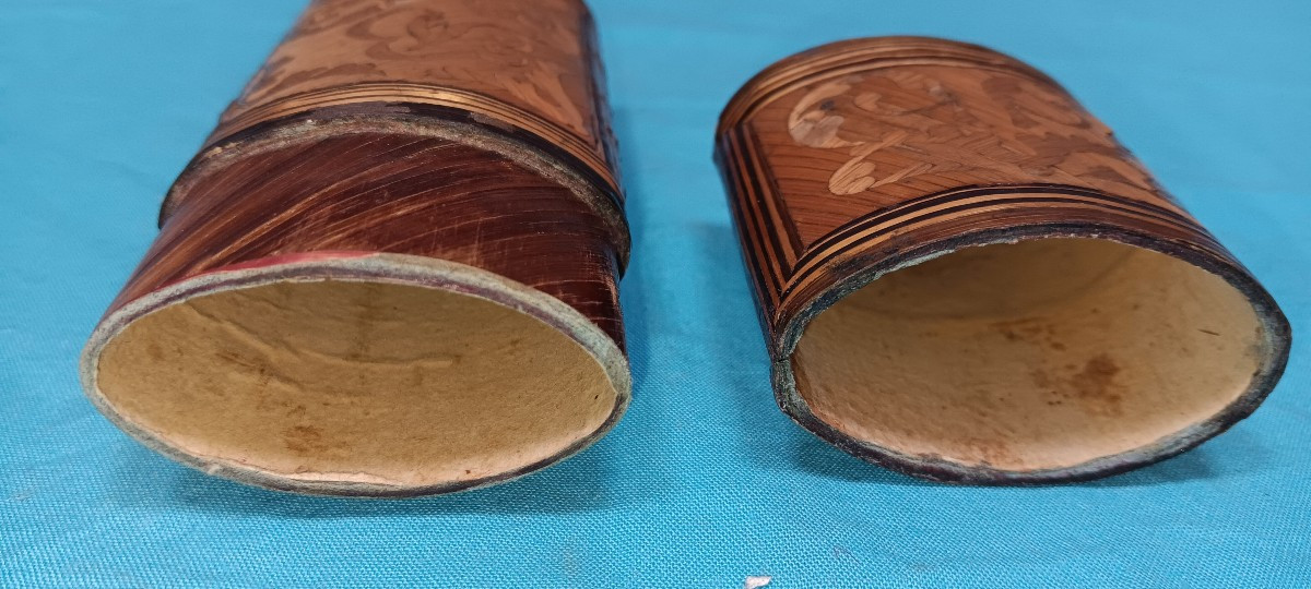 Etui marquetterie de paille XIX siècle-photo-4