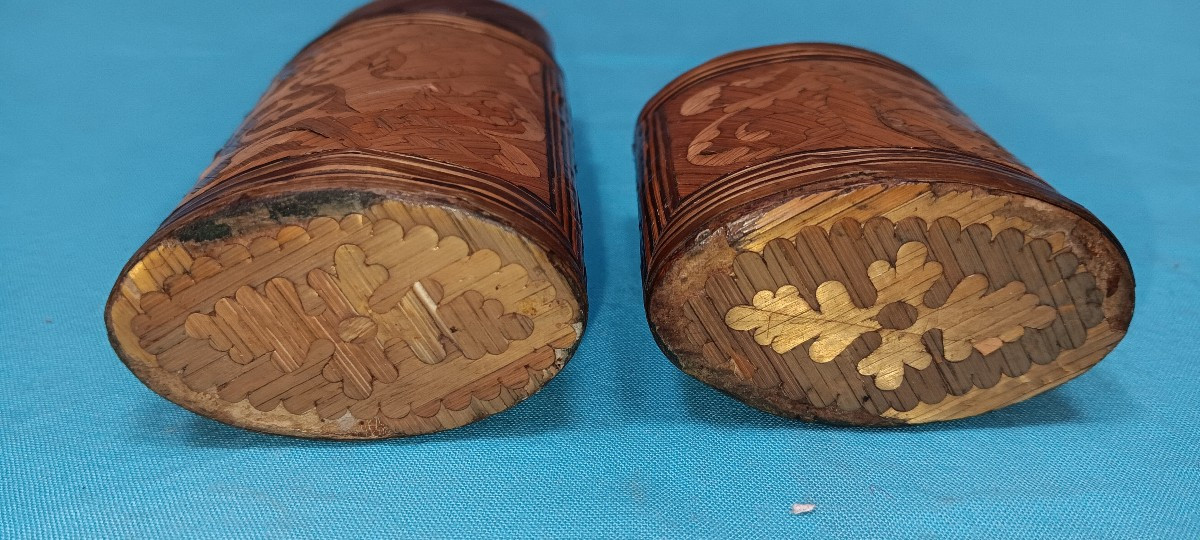 Etui marquetterie de paille XIX siècle-photo-1